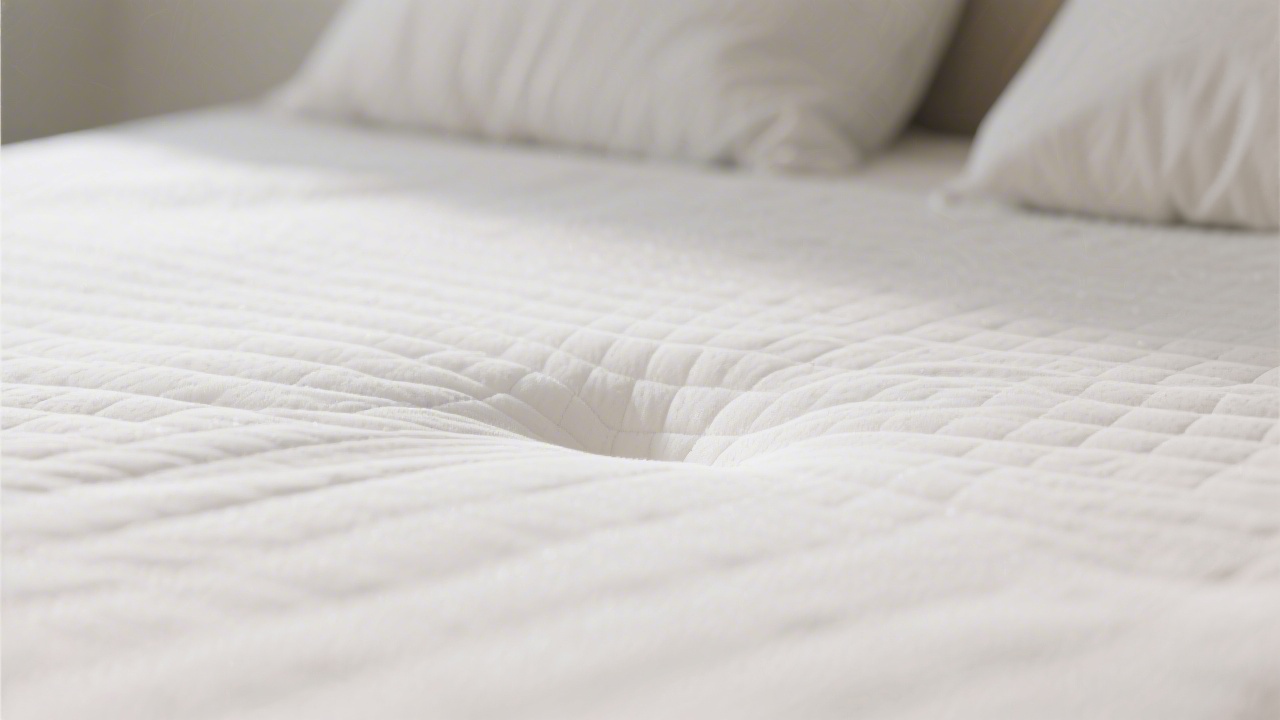 Mattress sagging dip visible on white mattress surface
