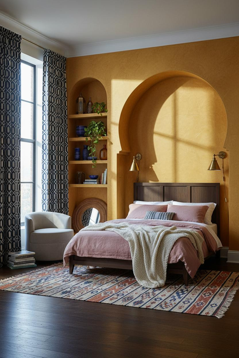 Maximalist Bedroom Funky Eclectic Saffron Indigo