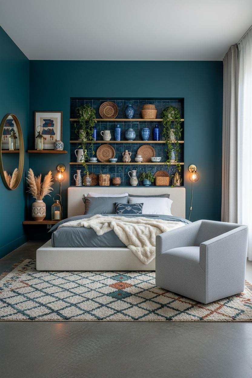 Maximalist Bedroom Jewel Toned Alcove
