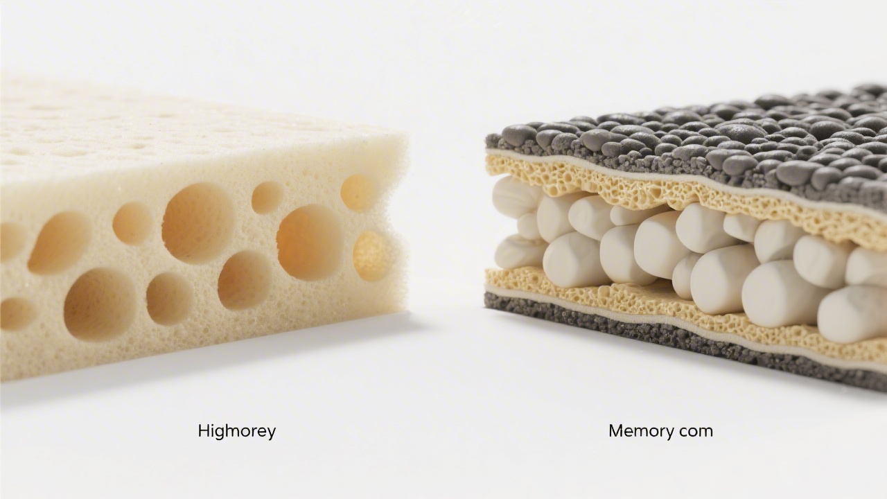 Memory foam density comparison showing low density versus high density cell structure