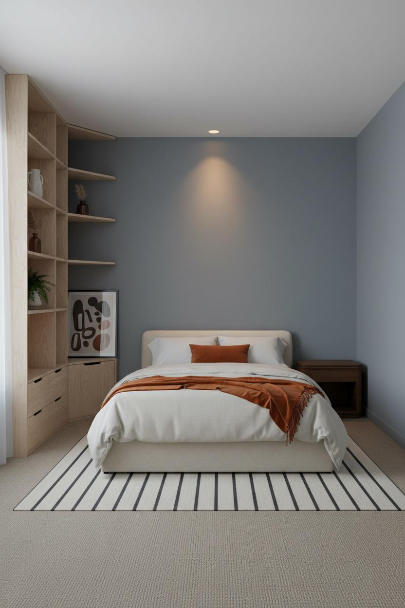 Mini Studio Apartment Birch Shelving Bedroom