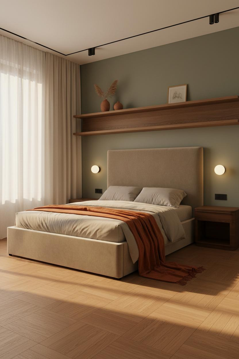 Mini Studio Apartment Floating Shelf Design