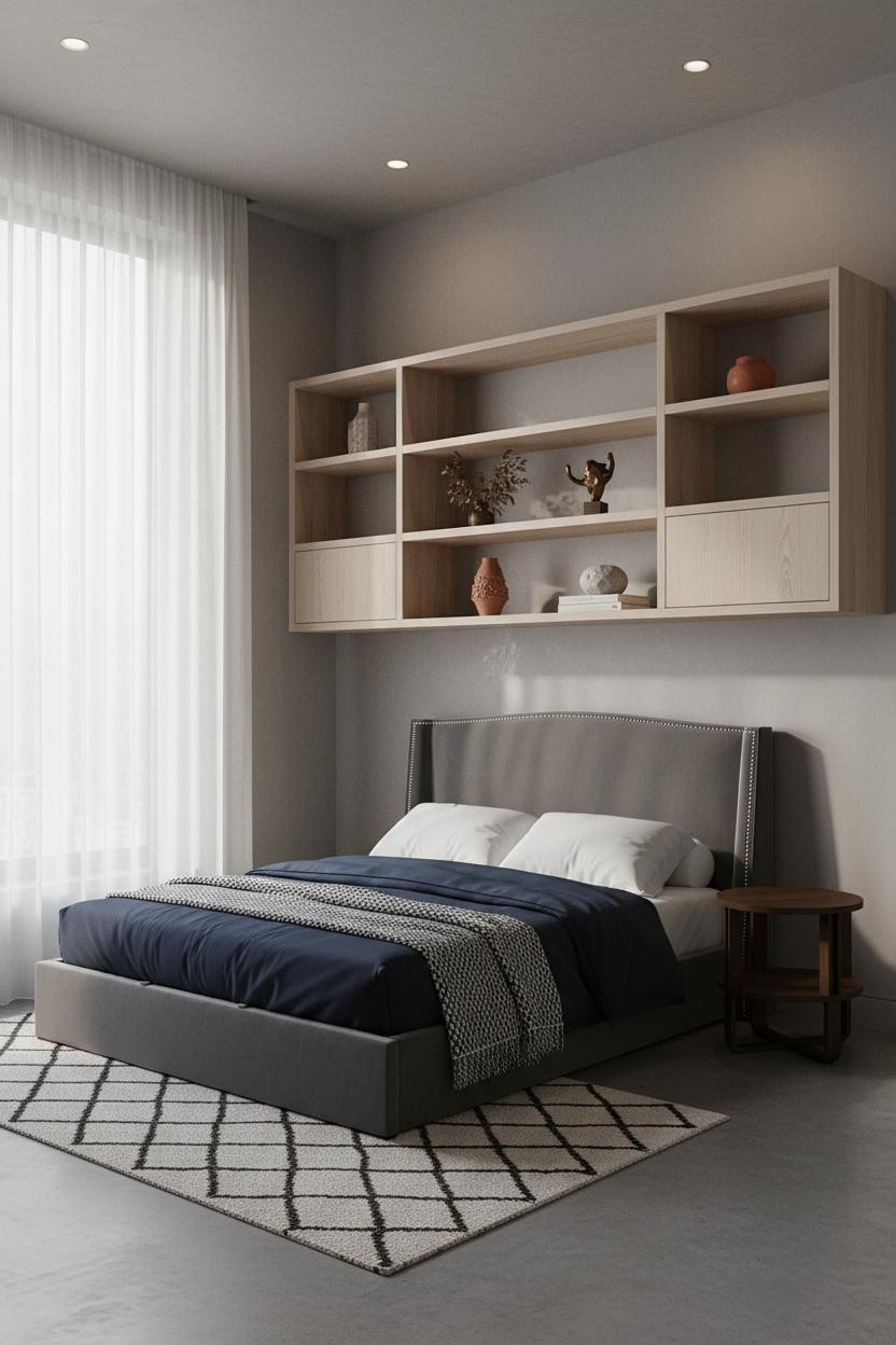 Mini Studio Apartment Japandi Shelves