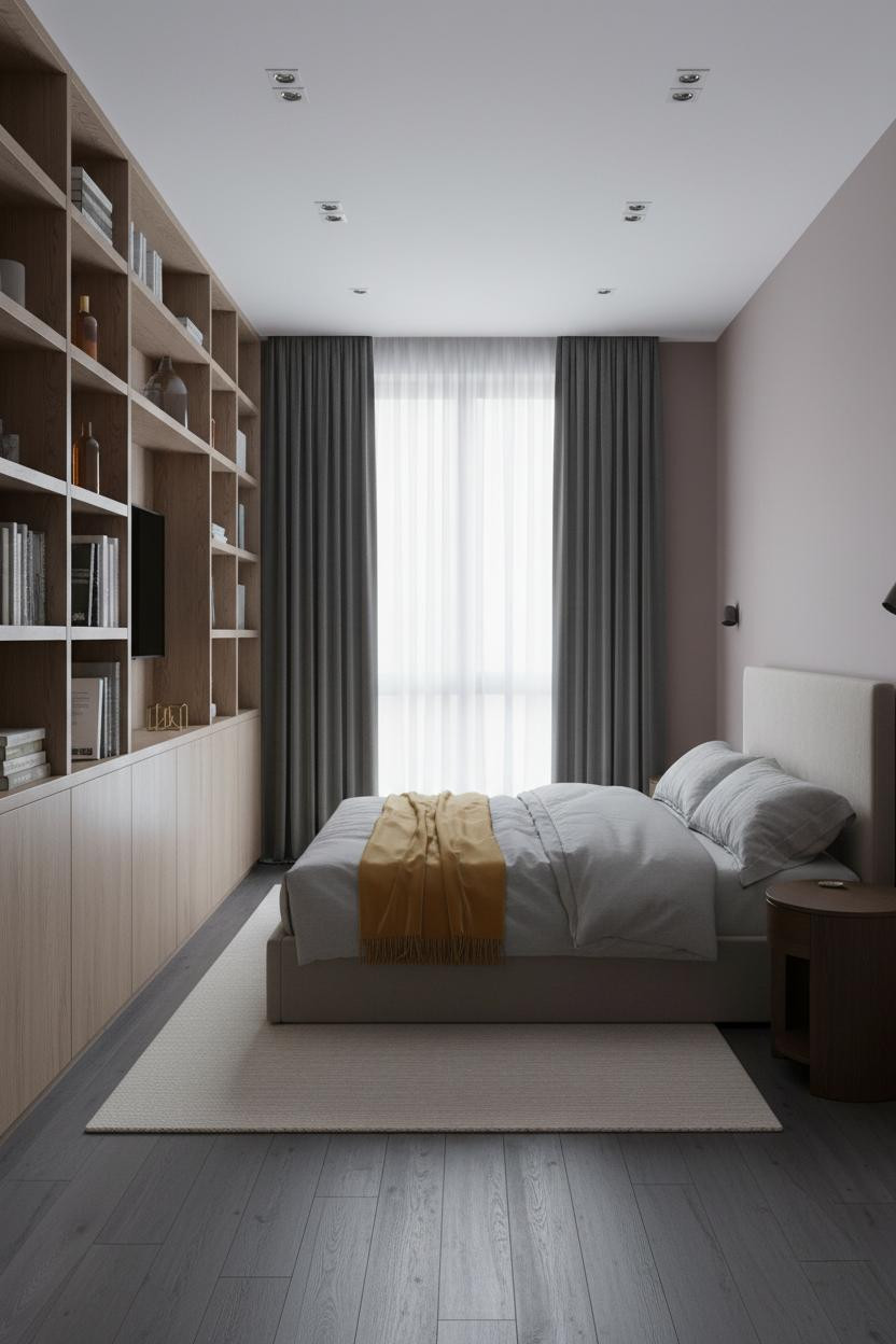 Mini Studio Apartment Oak Shelving Storage