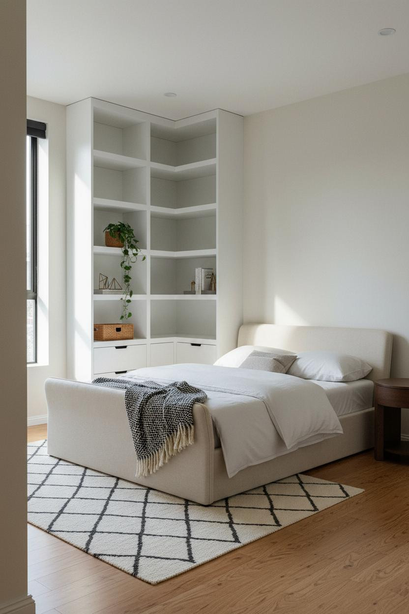 Mini Studio Apartment Shelving Bedroom