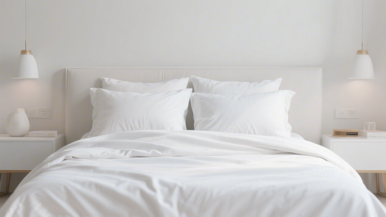 Premium white luxury sheets on a clean minimalist bed