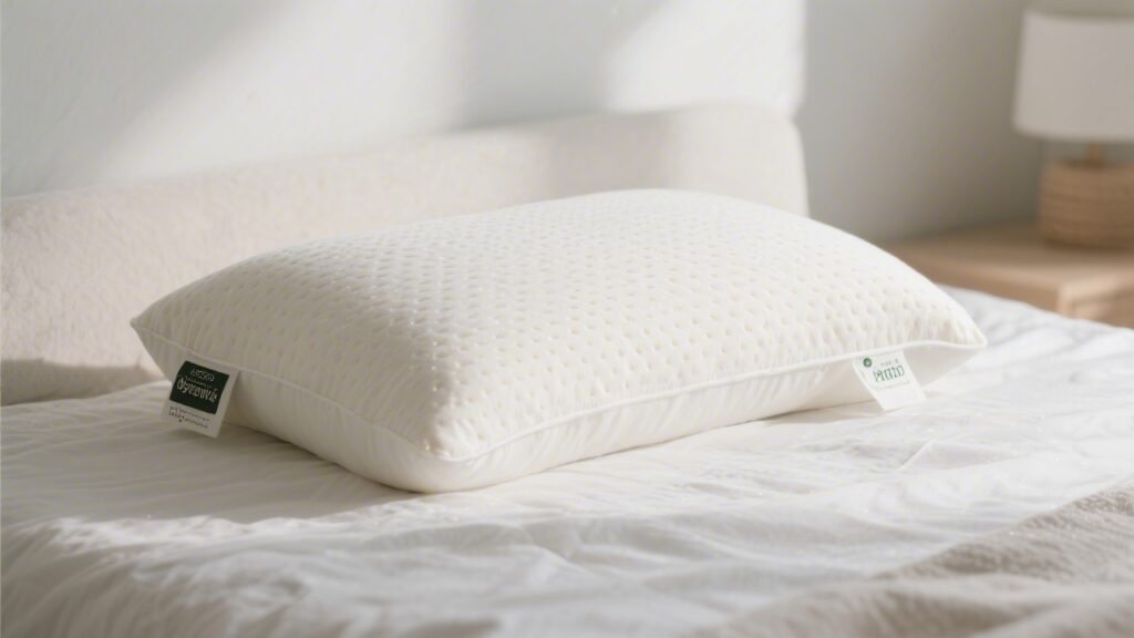 Avocado organic latex pillow on a bedroom setting