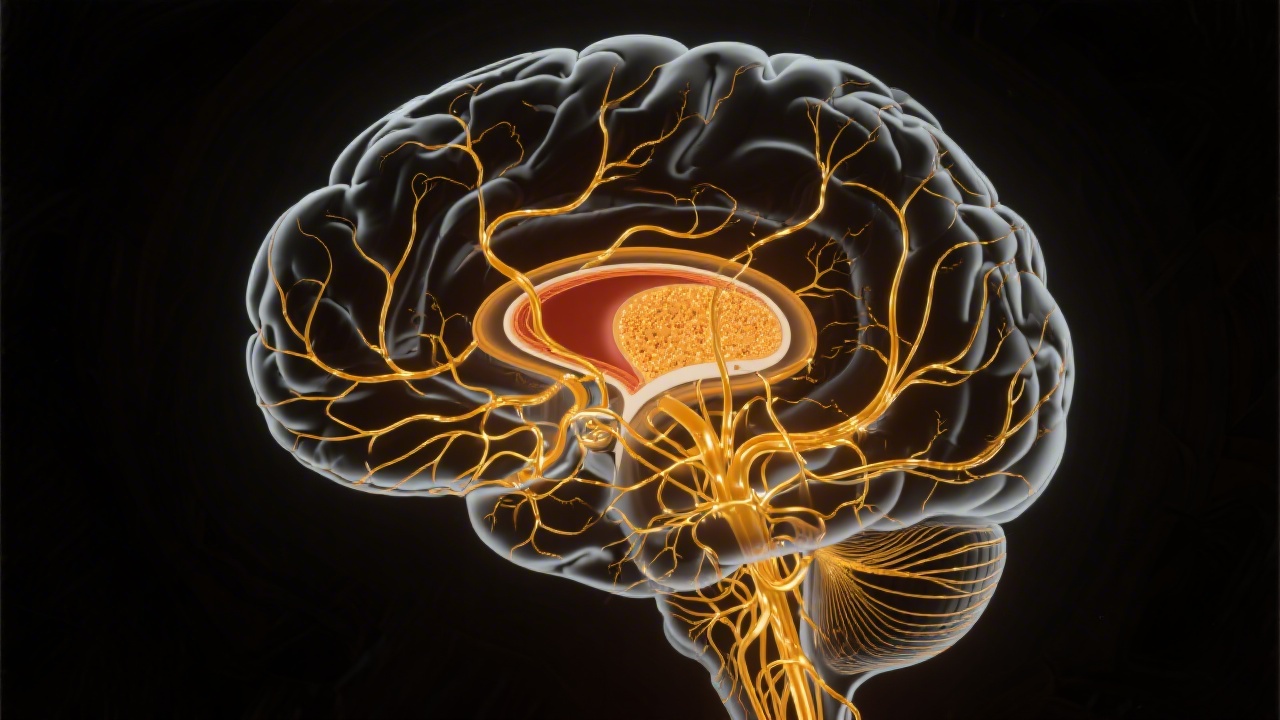 Basal ganglia brain structures highlighted in anatomical illustration