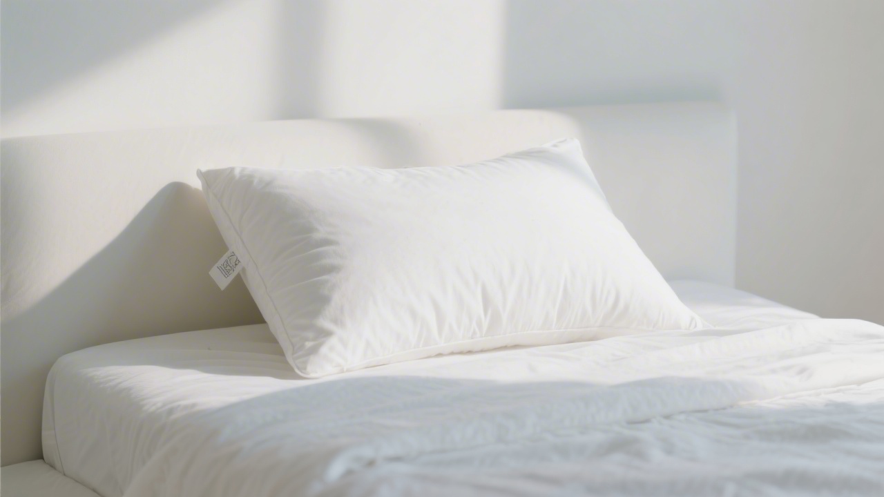 Hypoallergenic pillow on a clean minimalist bed for allergy sufferers