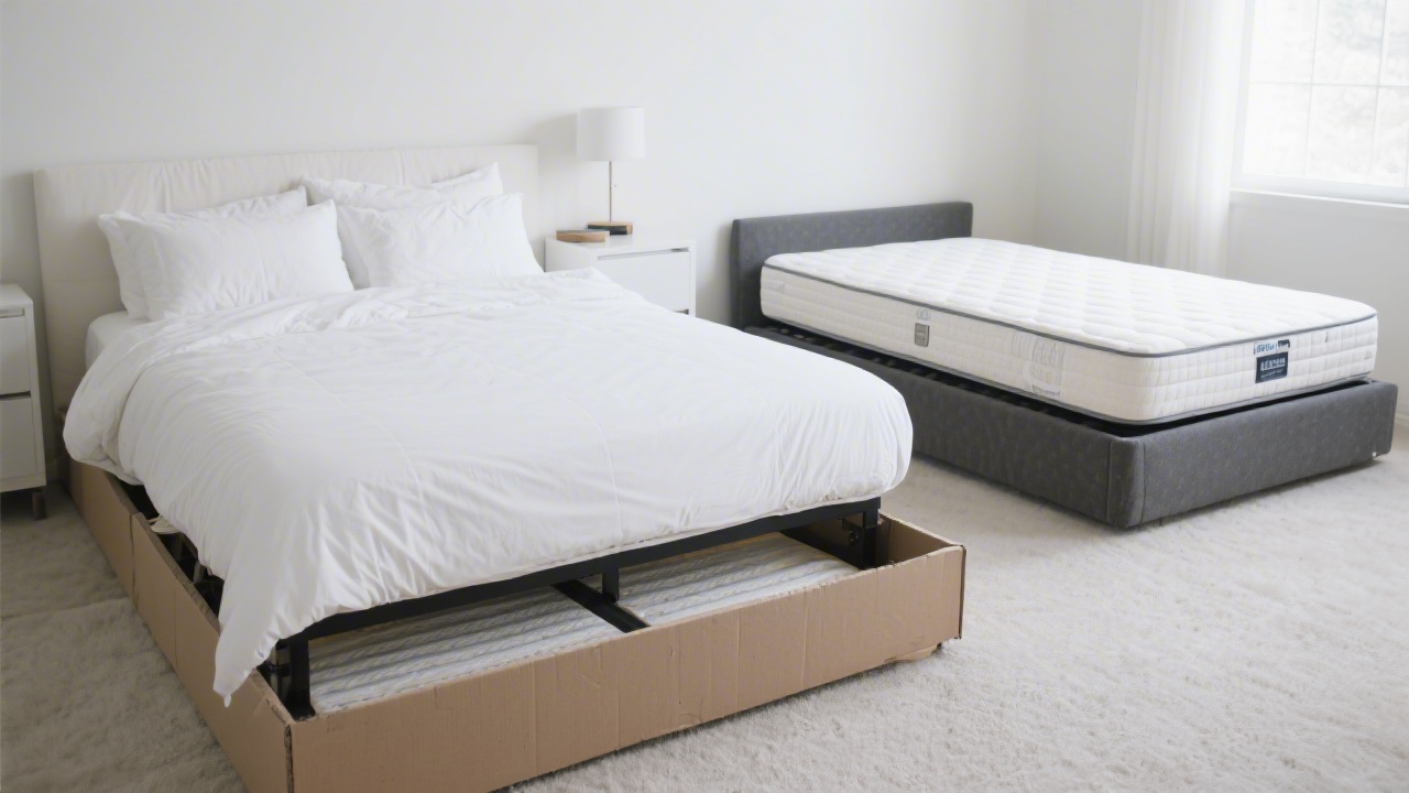 Box spring under mattress in a bedroom foundation setup