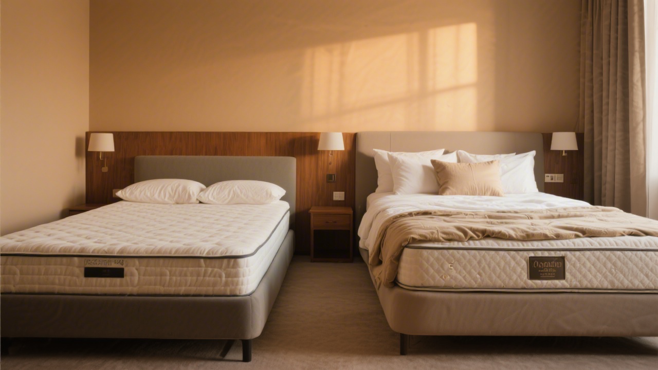 Side-by-side comparison of a budget mattress and a premium mattress setup