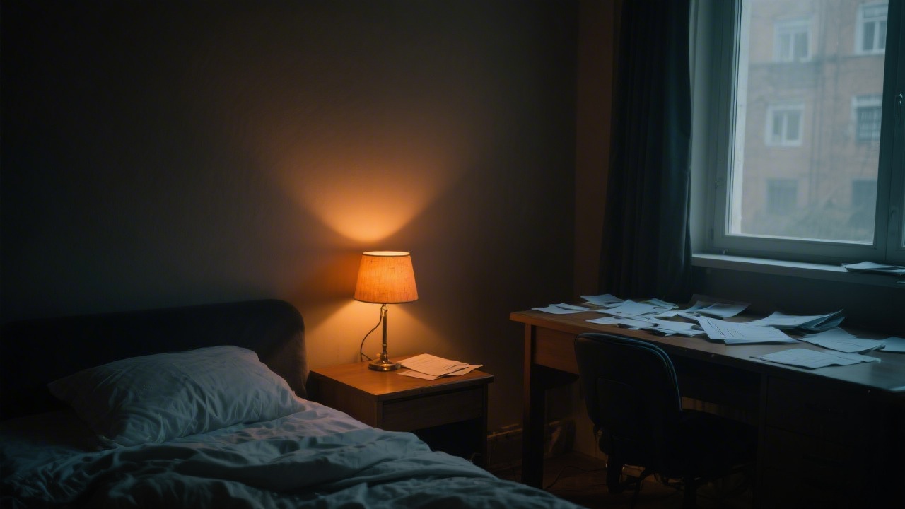 Bedroom environment reflecting the exhaustion-insomnia paradox of burnout