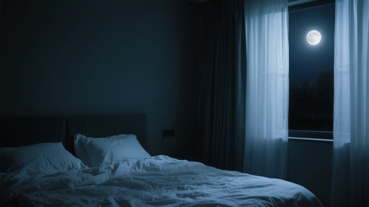 Peaceful bedroom at night for anxiety and insomnia relief