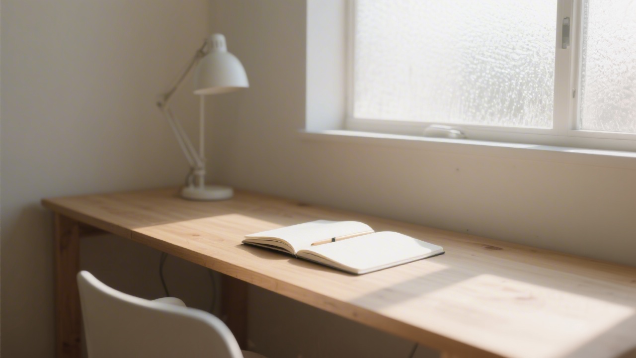 Minimalist deep work desk setup for focused concentration and rest