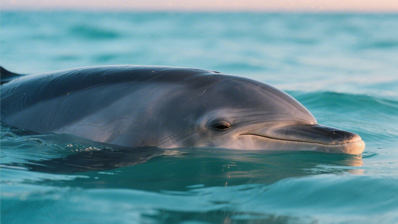 Dolphin using unihemispheric sleep near ocean surface
