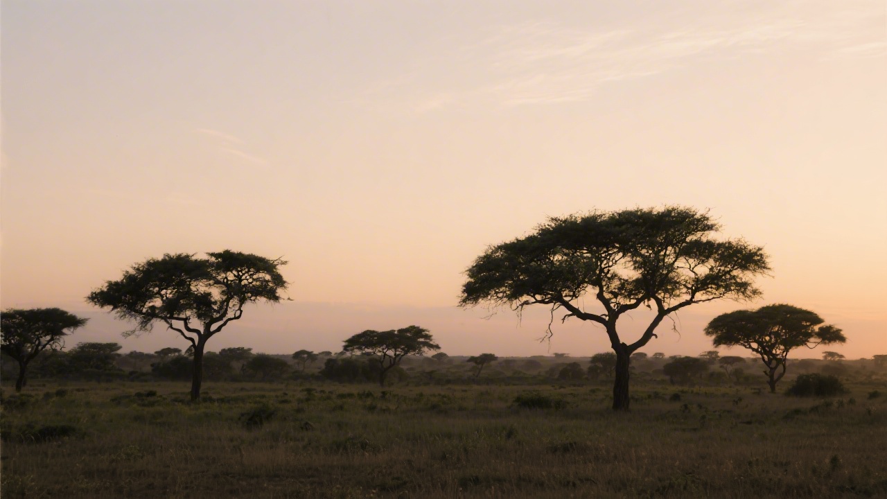 African savanna at dusk, habitat of the Hadza hunter-gatherers studied for sleep research