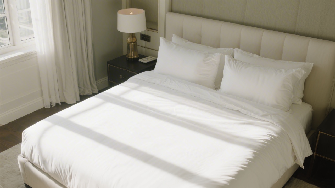 King size bed with white sheets properly fitted