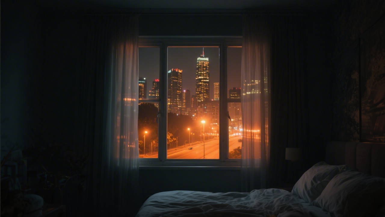 Light pollution from city streets affecting bedroom darkness for sleep