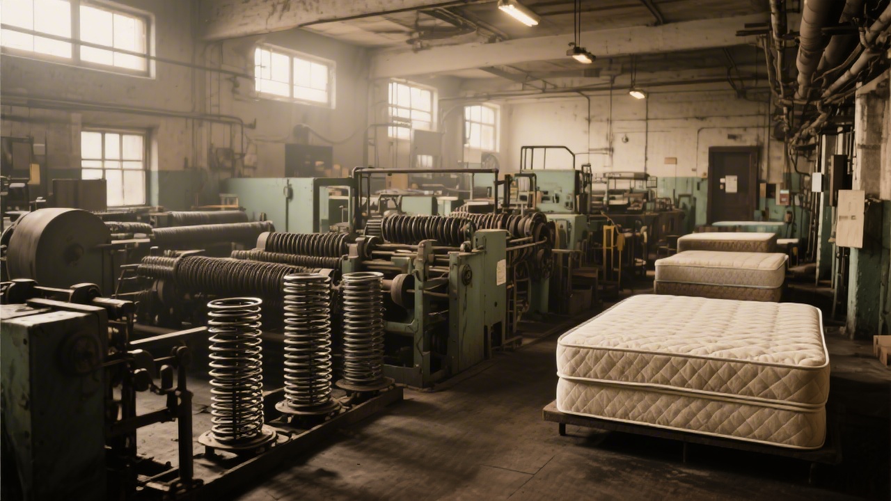 Historical mattress factory showing the evolution of mattress manufacturing