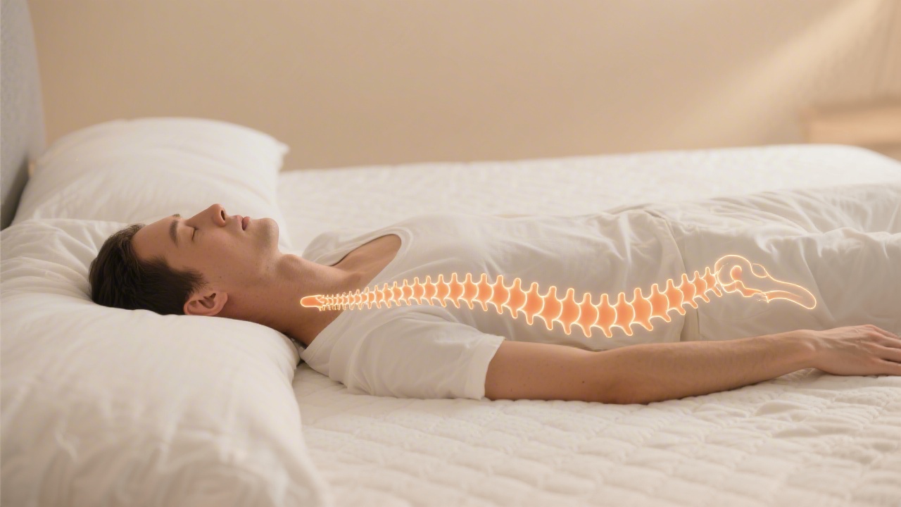 Pain and sleep guide 2026 showing proper spinal alignment and mattress support