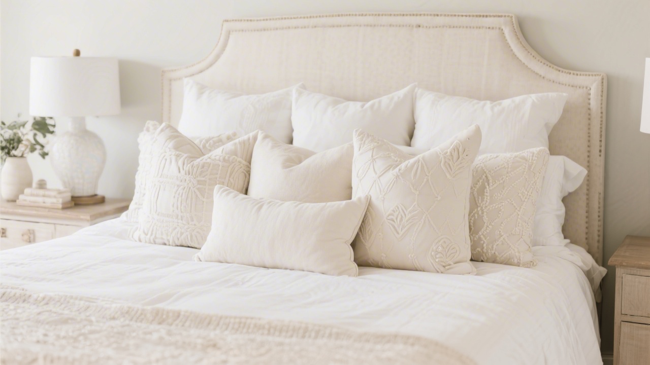 Perfect pillow arrangement on a styled queen bed