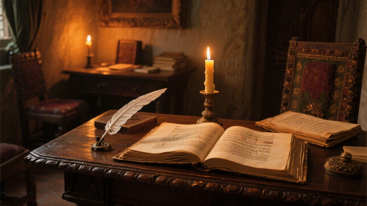 Renaissance candlelit study representing Da Vinci's alleged polyphasic sleep schedule