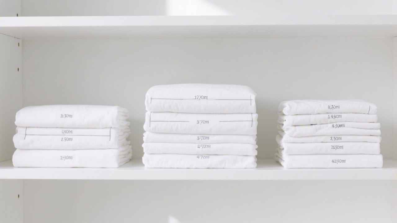 Sheet size chart showing all sizes from twin to California king