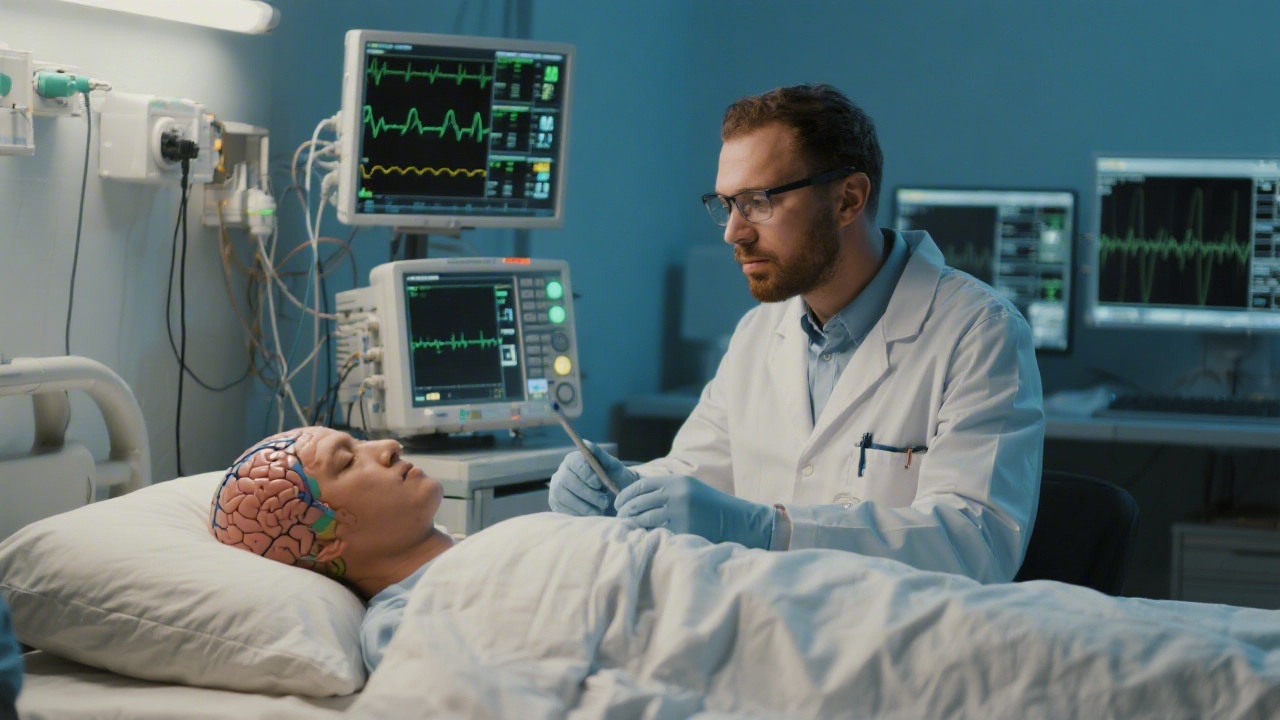 Sleep deprivation research lab with EEG monitoring equipment