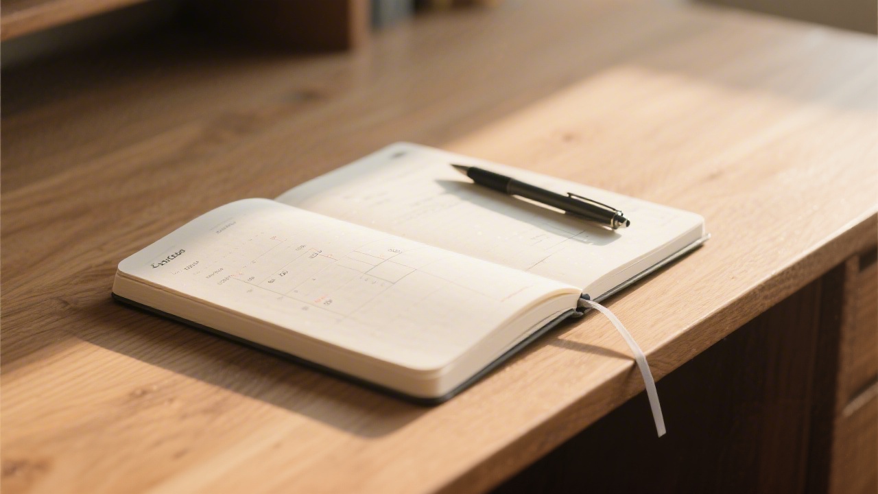 Sleep diary template on a wooden desk with morning light