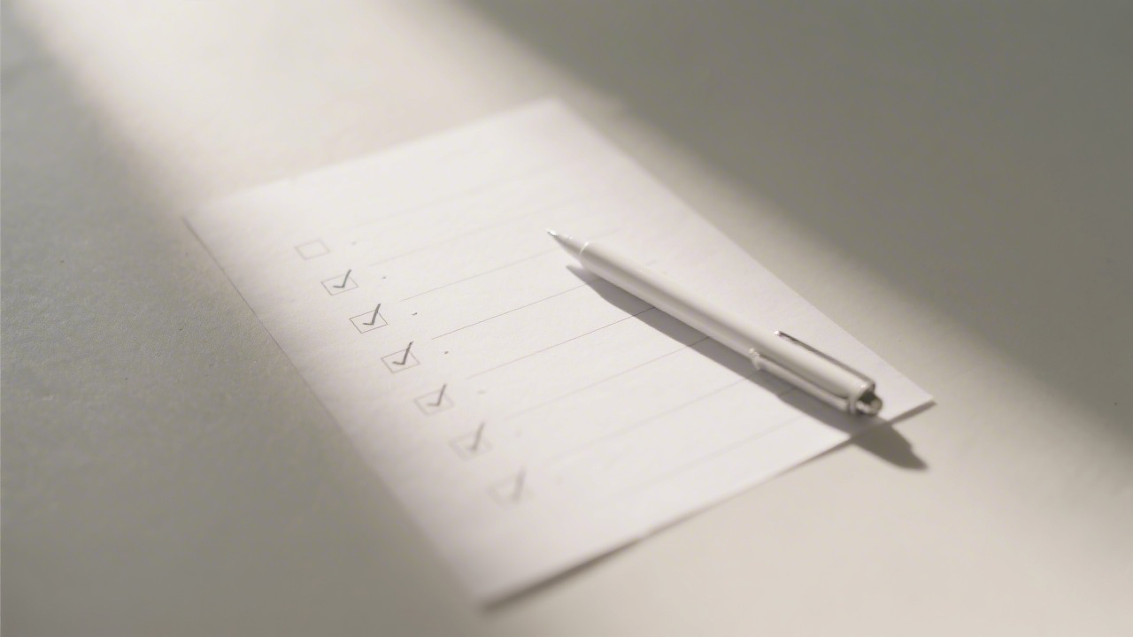 Sleep hygiene checklist with pen on clean desk