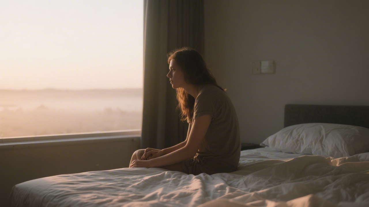 Person reflecting on their sleep identity at dawn