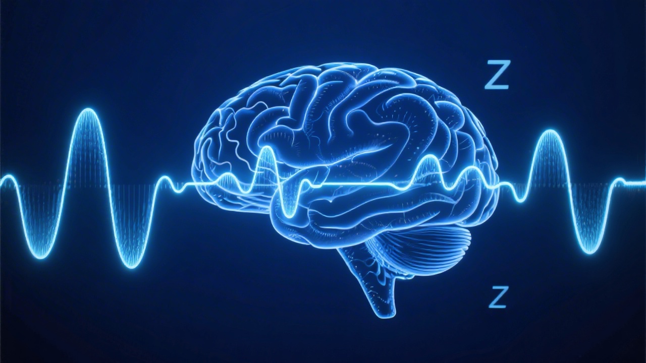 Sleep science hub showing brain wave patterns and sleep cycle research