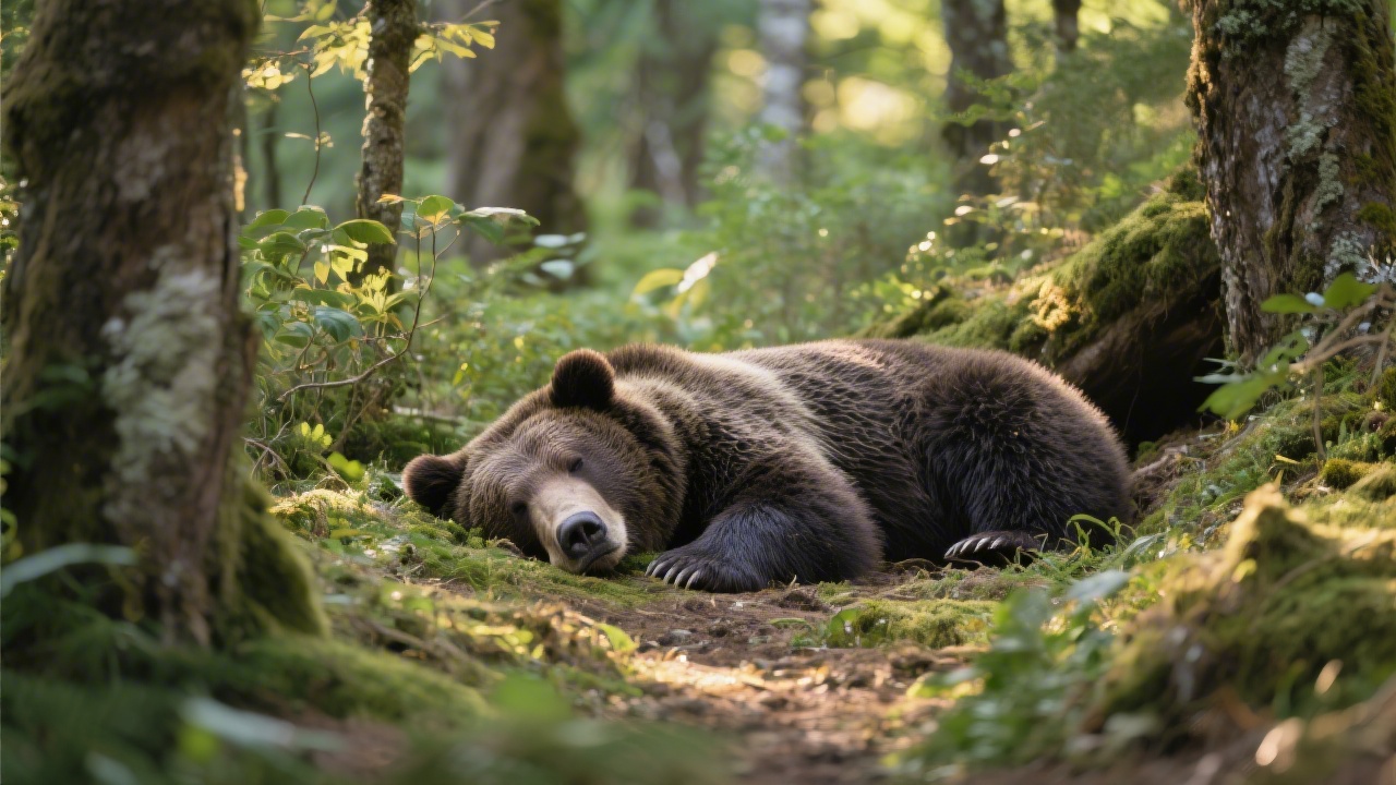 Grizzly bear sleeping in den — animal sleep superpowers