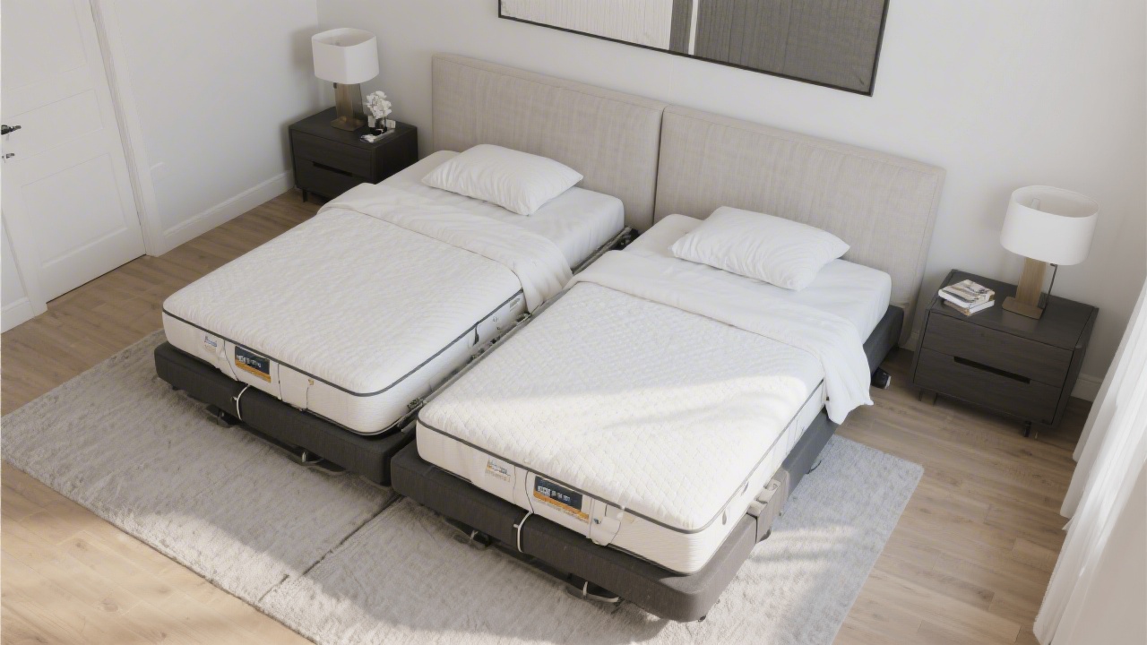Split king mattress setup showing two twin XL mattresses with adjustable bases