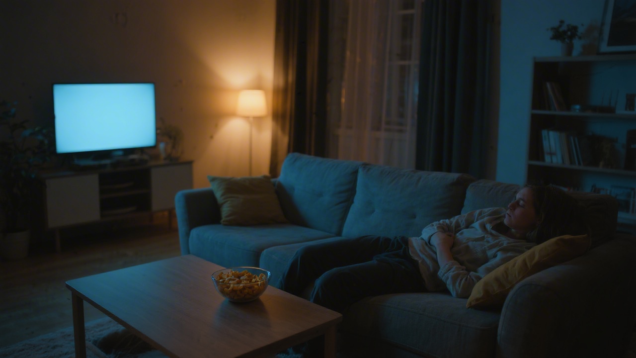 Late night Super Bowl watching setup with comfortable seating