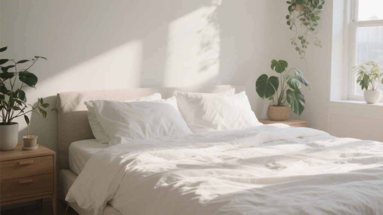 Calm peaceful bedroom representing sustainable long-term sleep improvement