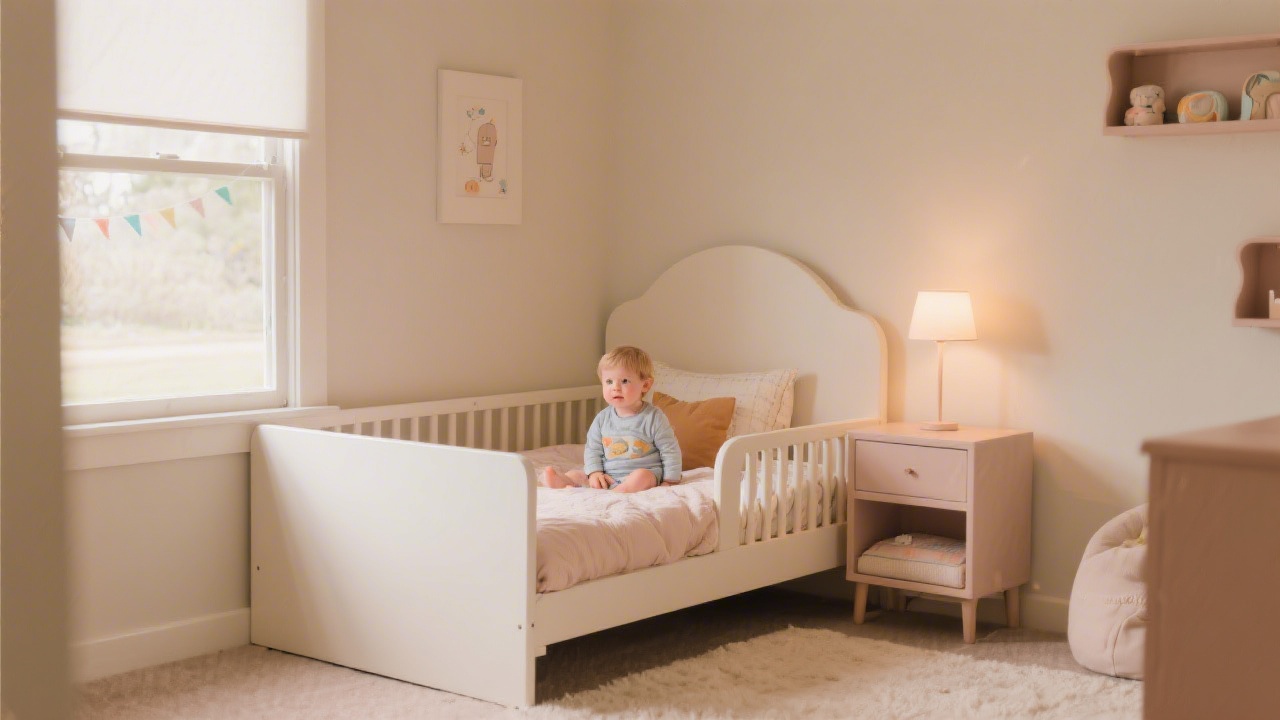 Toddler bedroom with low bed and safety rail for better sleep
