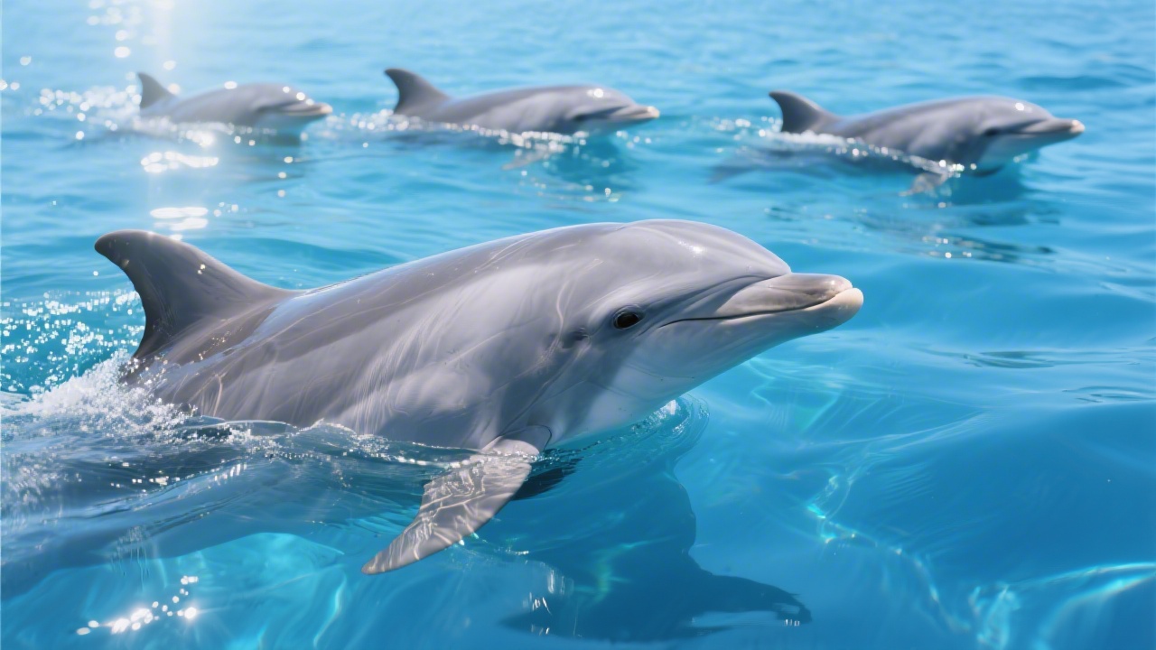 Dolphins using unihemispheric sleep near ocean surface