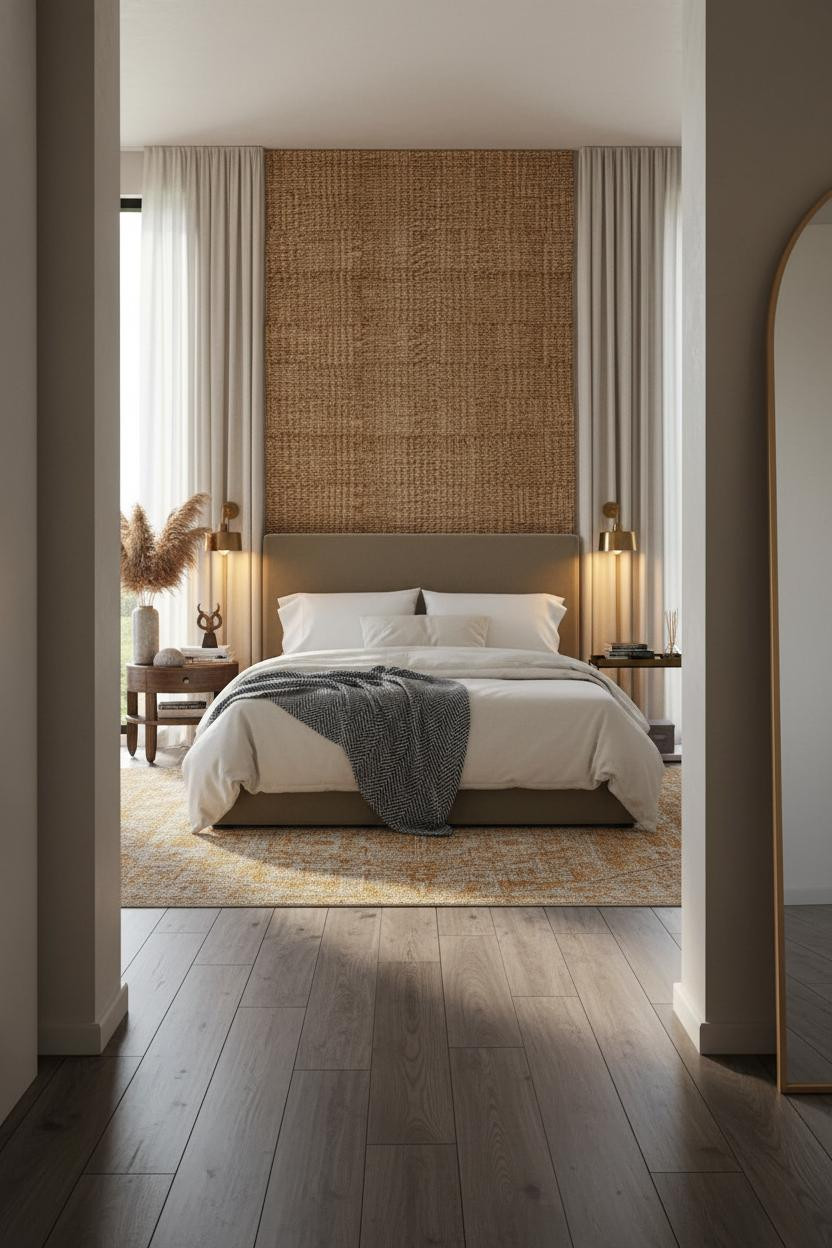 Modern Boho Bedroom Jute Accent Wall