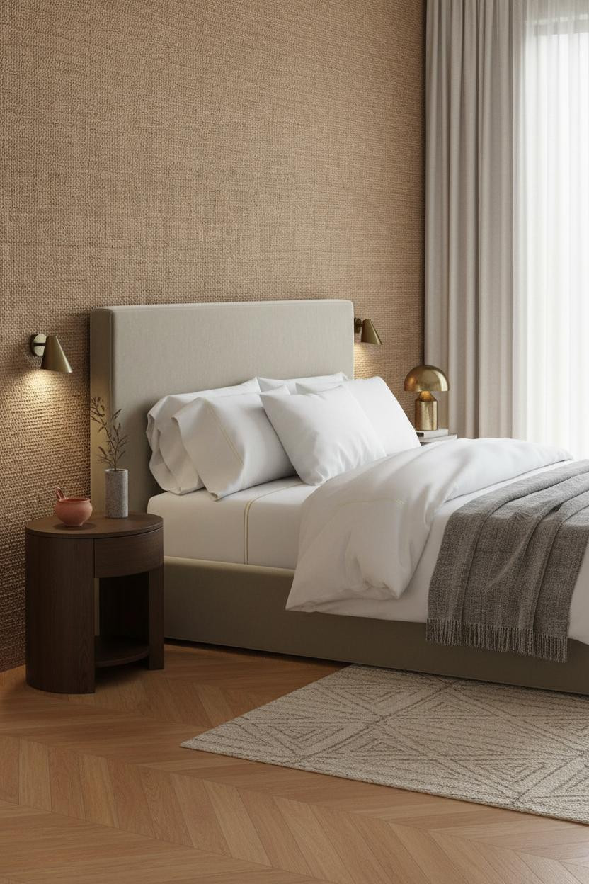 Modern Boho Bedroom Seagrass Accent Wall