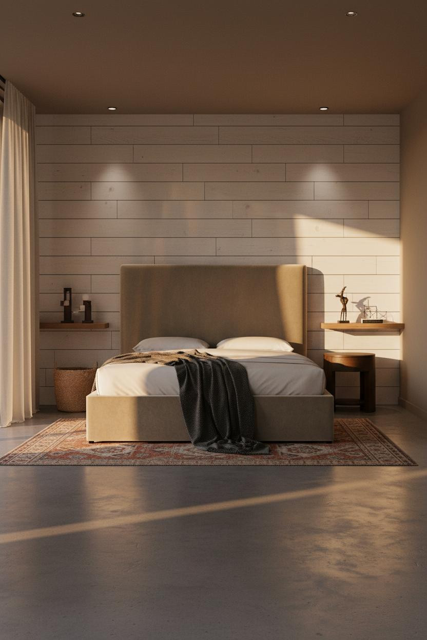 Modern Boho Bedroom Shiplap Accent Wall