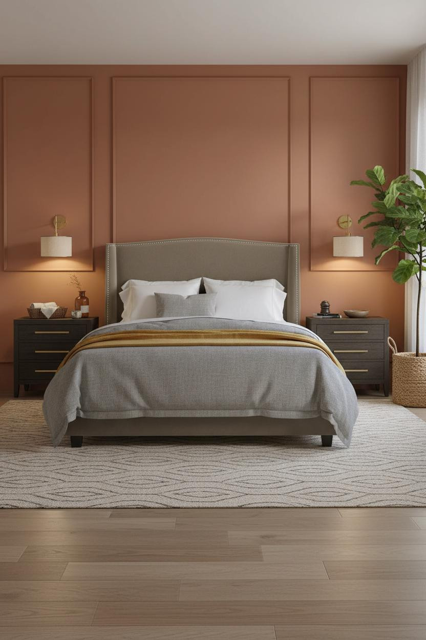 Modern Boho Bedroom Terracotta Accent Wall