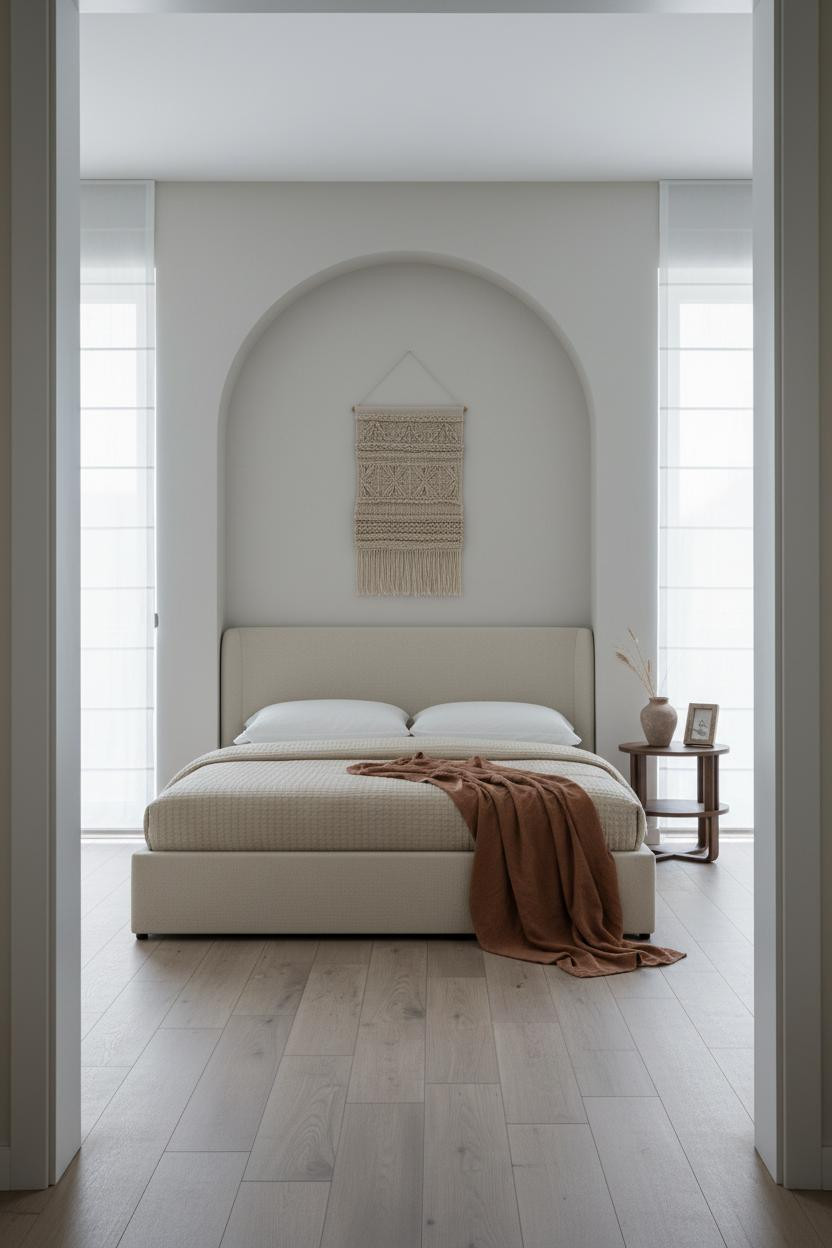 Modern Coastal Bedroom Arched Niche Headboard