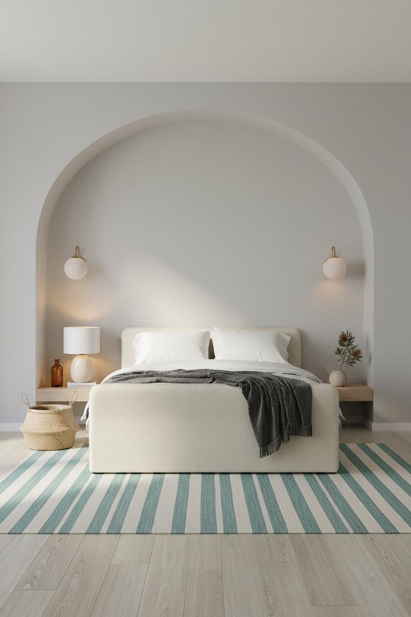 Modern Coastal Bedroom Arched Niche