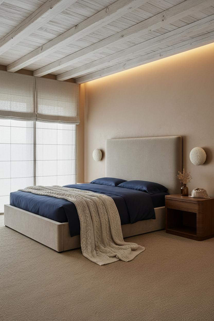 Modern Coastal Bedroom Neutral Master Bed