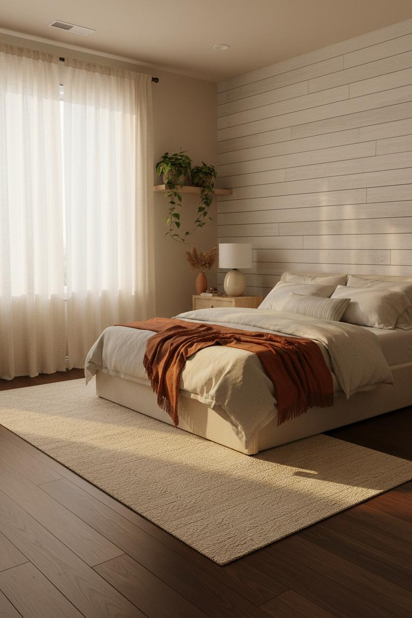 Modern Coastal Bedroom Shiplap Natural Light