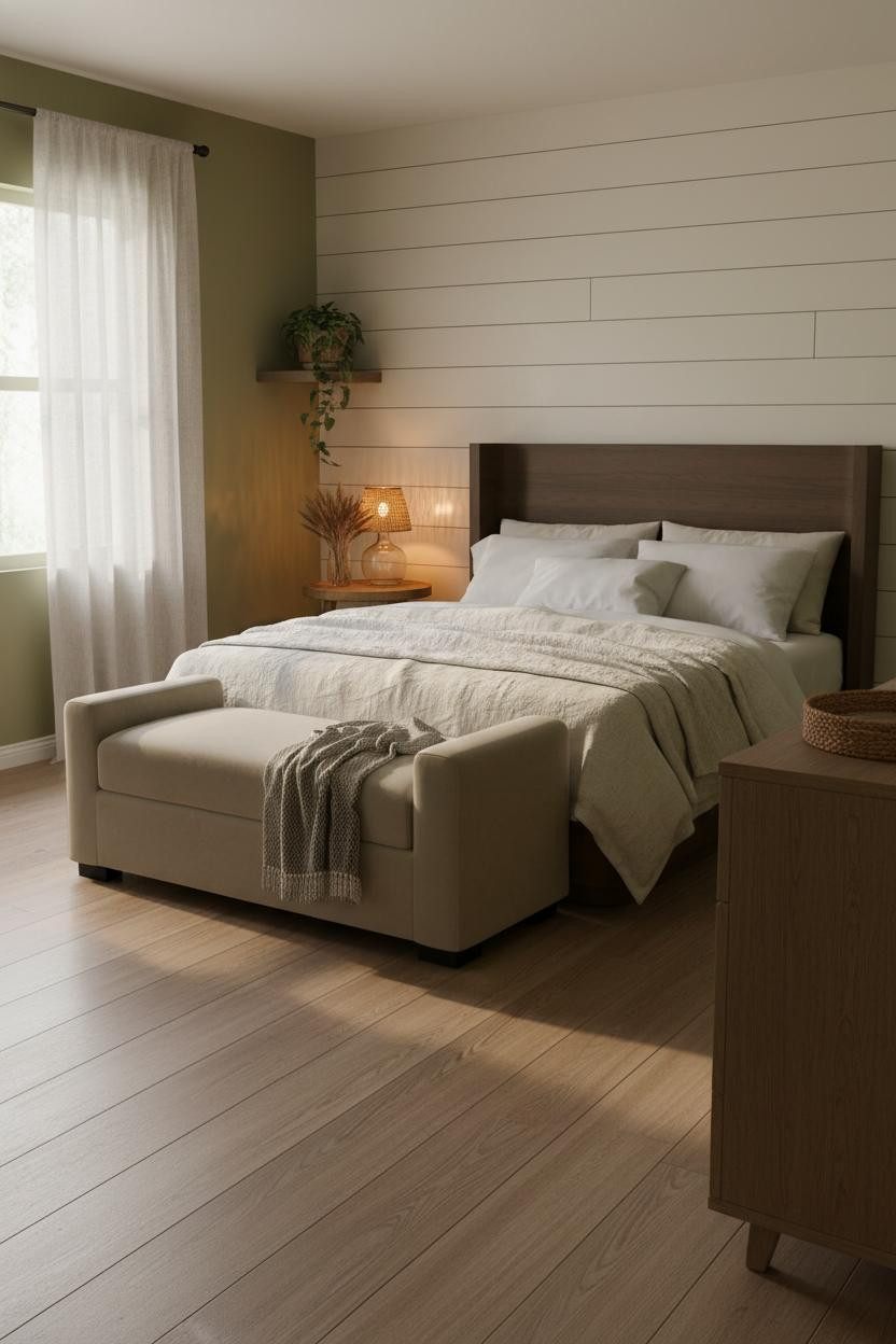 Modern Farmhouse Guest Bedroom Shiplap Accent