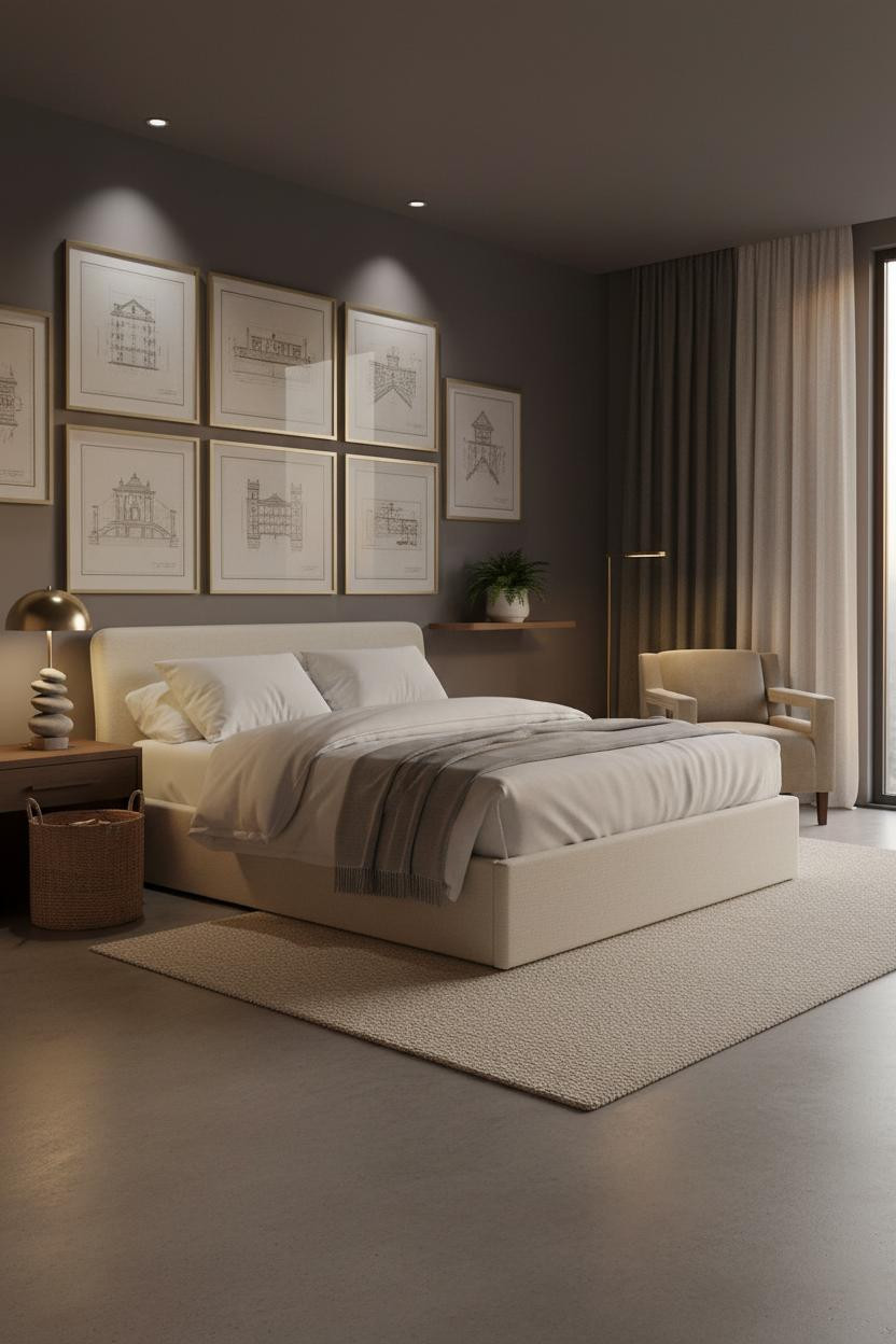 Modern Luxury Bedroom Gallery Wall Design