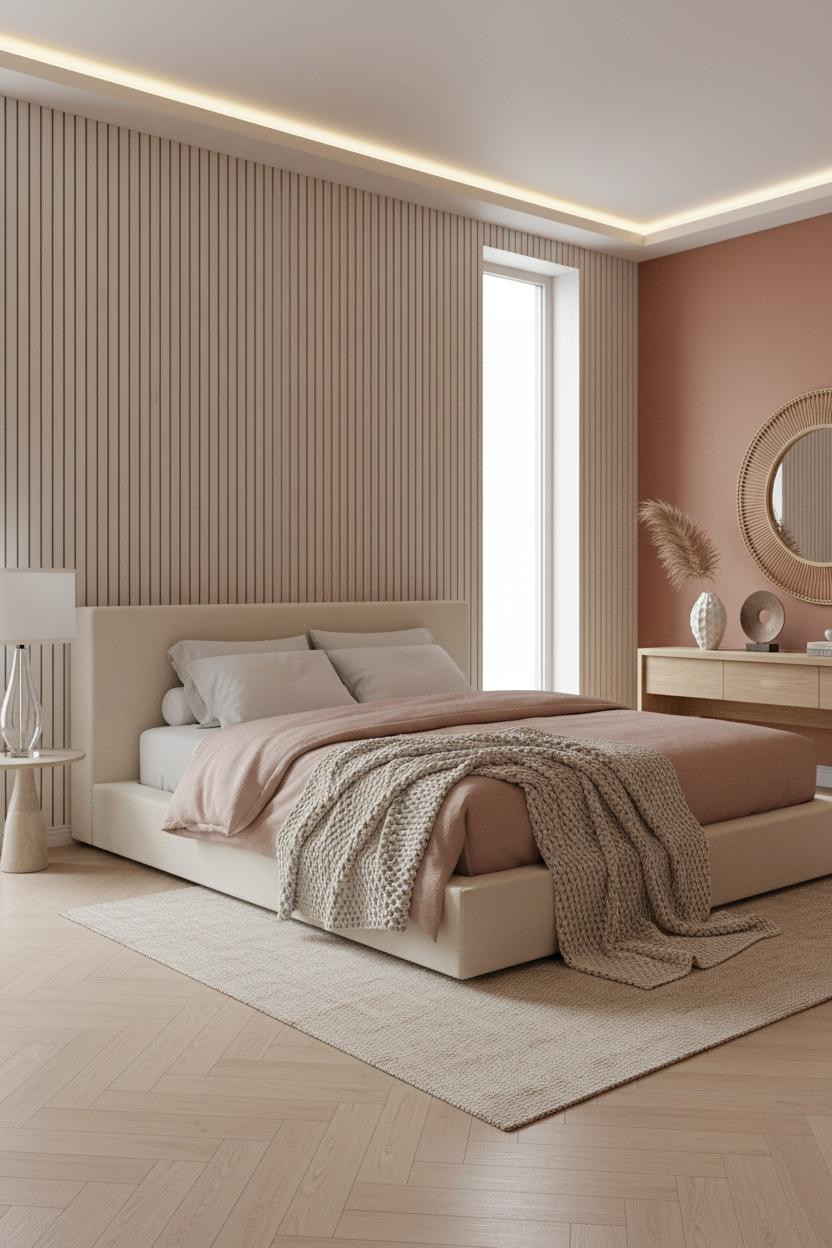 Modern Luxury Bedroom Oak Paneling Coastal