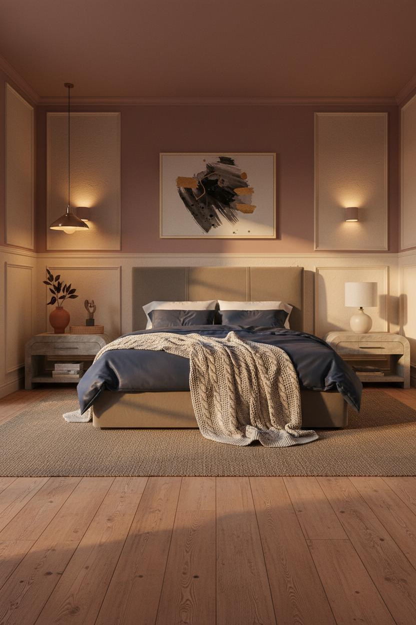 Modern Luxury Bedroom Plaster Walls MCM Design